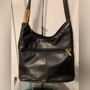 Bueno Black Crossbody Shoulder Bag with Gold Accent